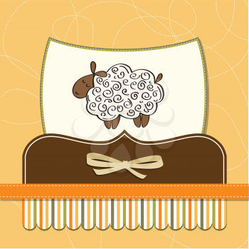 Royalty Free Clipart Image of a Background With a Sheep on It