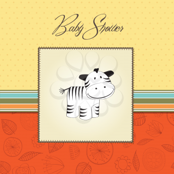 Royalty Free Clipart Image of a Baby Shower Card With a Zebra on It