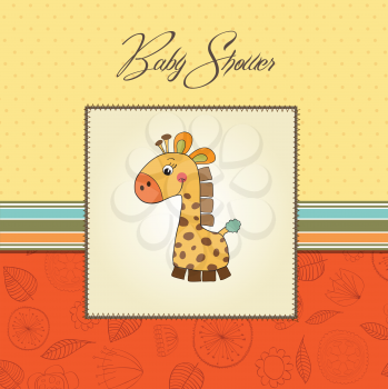 Royalty Free Clipart Image of a Baby Shower Card With a Giraffe on It