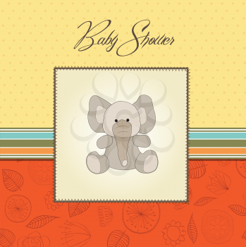Royalty Free Clipart Image of a Baby Shower Card With an Elephant on It