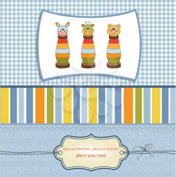 baby shower card with wooden toys