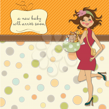 new baby announcement card with pregnant woman