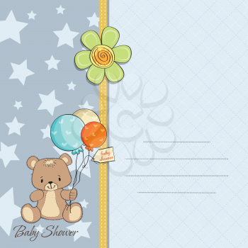 baby boy shower card with cute teddy bear
