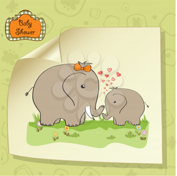 baby shower card with baby elephant and his mother