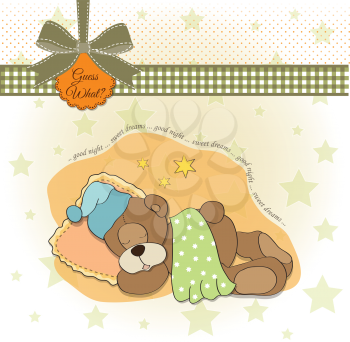 cute Teddy Bear sleeps on pillow, vector illustration