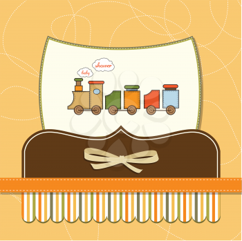 baby  shower card with toy train, illustration in vector format