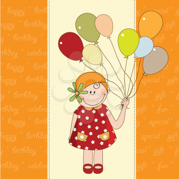 birthday greeting card with girl