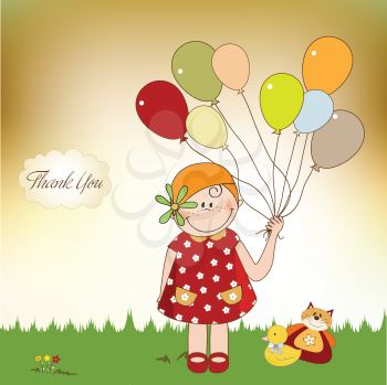 thank you card with girl,