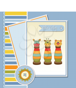 baby shower card with toys in vector format