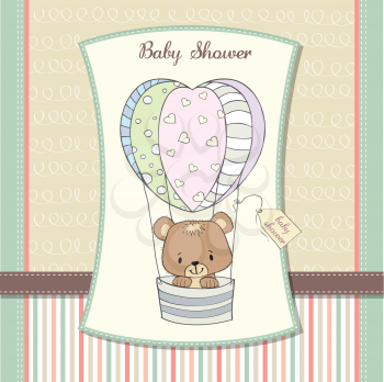new baby  announcement card with teddy bear