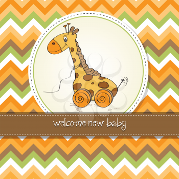 Baby shower card with cute giraffe toy
