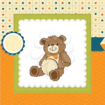 card with a teddy bear, vector illustration