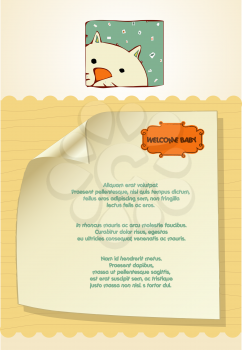 customizable new baby card with cat