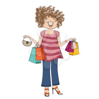 woman at shopping, illustration in vector format