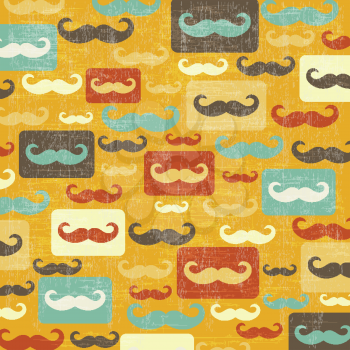 retro seamless pattern with mustache, vector illustration