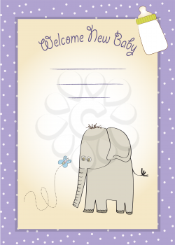 Royalty Free Clipart Image of an Elephant and Butterfly on a Shower Invitation