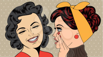 pop art retro women in comics style that gossip, vector illustration