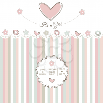baby girl shower card, vector illustration