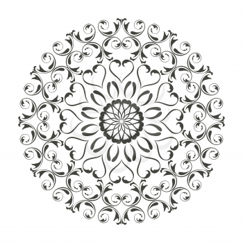 Oriental vector round ornament with arabesques elements. Traditional classic ornament. Vintage pattern with arabesques.