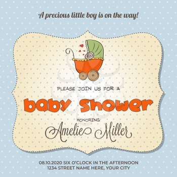 baby shower card with stroller, customizable