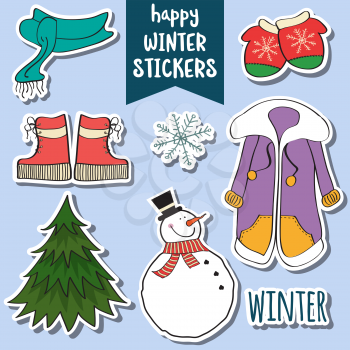lovely happy winter stickers collection