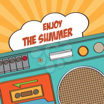 Retro summer poster with boombox