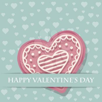 Beautiful love card with pink heart cookie