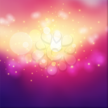 Bokeh lights effect on colorful gradient  background. Vector format