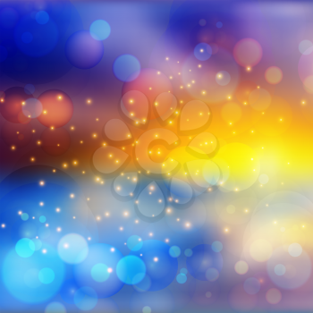 Bokeh lights effect on colorful gradient  background. Vector format
