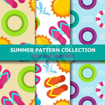 Joyfull summer pattern collection. Beach theme. Summer banner. Vector