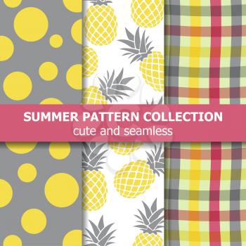 Exotic summer pattern collection. Pineapple theme. Summer banner. Vector.