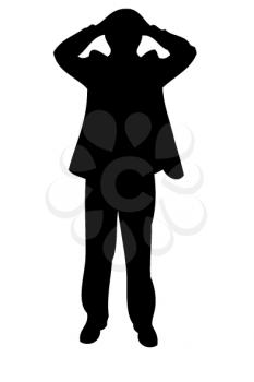 Businessman hold his head in horror condition. Icon, Vector