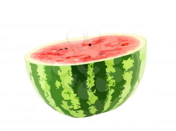 Half of ripe watermelon isolated on white. Vector