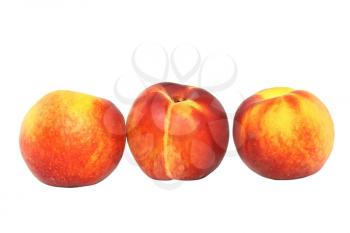 Yhree peach on white background. Isolated over white