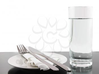 Table appointment-dishware on white background. Isolated