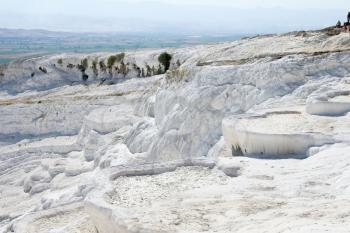 Limy cascades of flowing down water in Turkey. Pamukkale