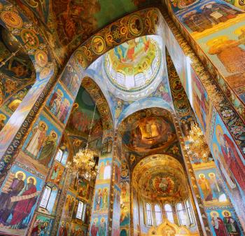 ST. PETERSBURG, RUSSIA FEDERATION - JUNE 29:Interior of Church Savior on Spilled Blood . Picture takes in Saint-Petersburg, inside Church Savior on Spilled Blood   on June 29, 2012.