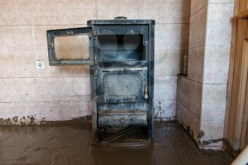Old Stove left alone after natural disaster