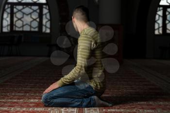 Muslim Man Is Praying In The Mosque