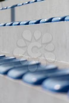 Plastic Blue Seats On Football Stadium