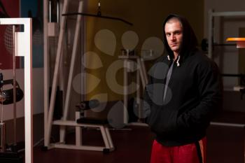 Portrait Of A Handsome Muscular Bodybuilder In Hoodie