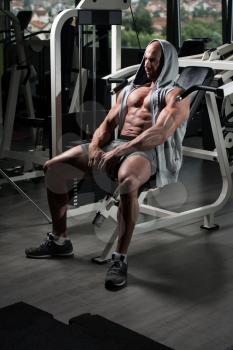 Handsome Good Looking And Attractive Young Man With Muscular Body Relaxing In Gym