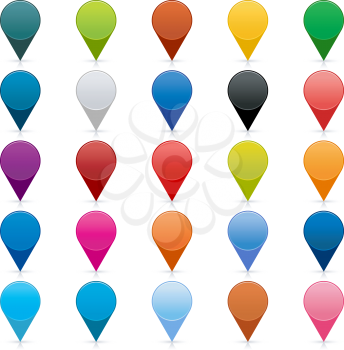 Royalty Free Clipart Image of a Set of Map Pin Icons