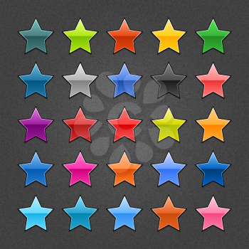 Royalty Free Clipart Image of a Set of Colourful Stars