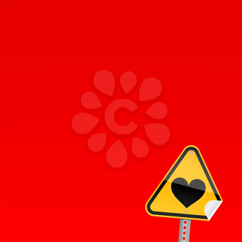 Royalty Free Clipart Image of a Heart on a Road Sign
