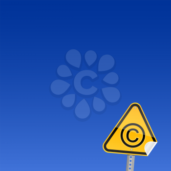 Royalty Free Clipart Image of a Copyright Icon on a Sign