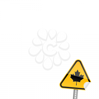 Royalty Free Clipart Image of a Maple Leaf on a Sign