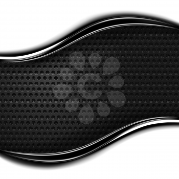 Metal perforated seamless texture. White and black dotted surface background with dark chrome metal strip