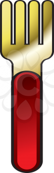 Royalty Free Clipart Image of a Red and Gold Fork