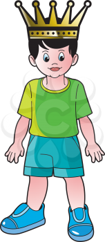 Royalty Free Clipart Image of a Boy Wearing a Crown